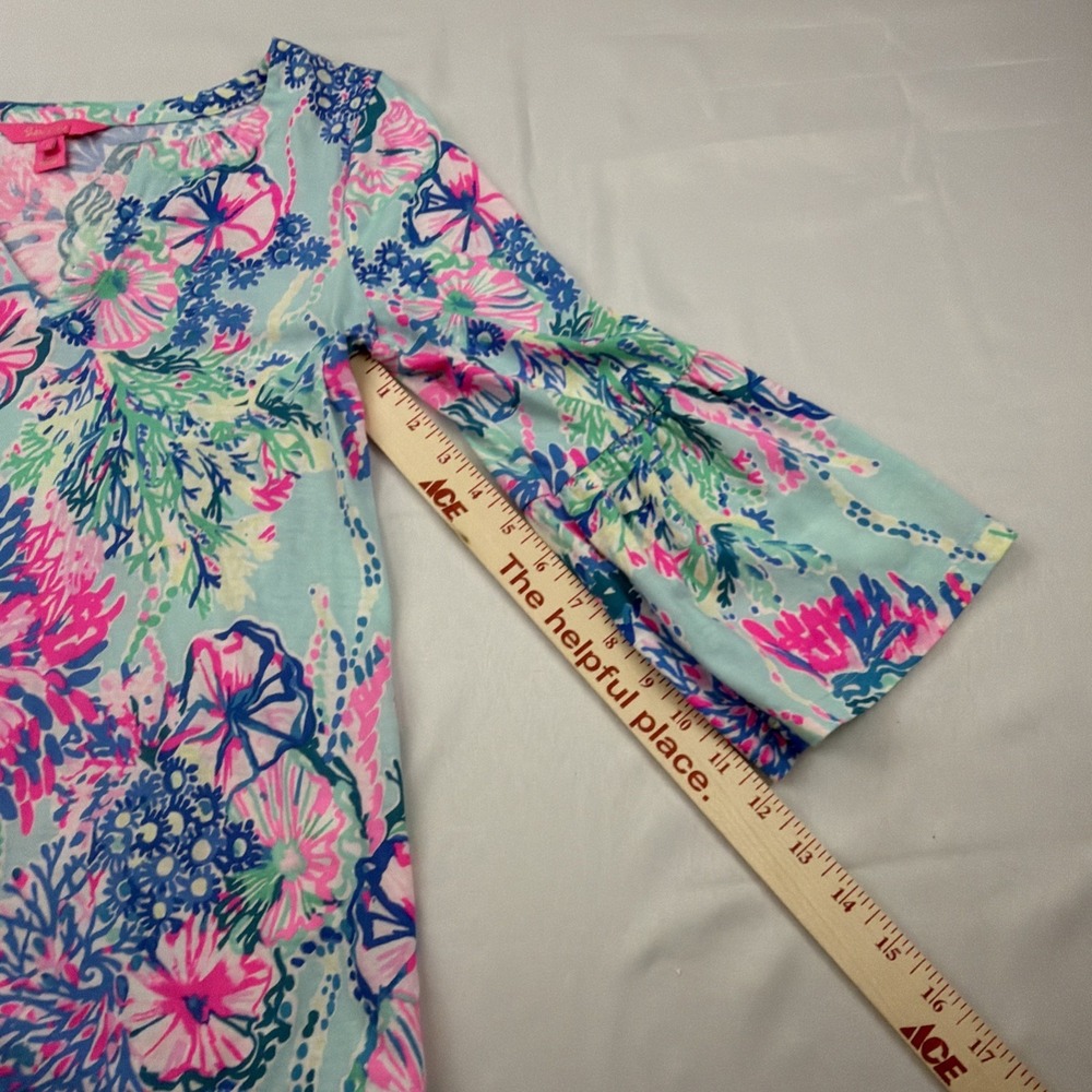 Lilly Pulitzer blue pink lightweight vneck cotton top SMALL preppy resort - Picture 4 of 8